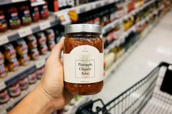 Label kemasan pada saos nanas