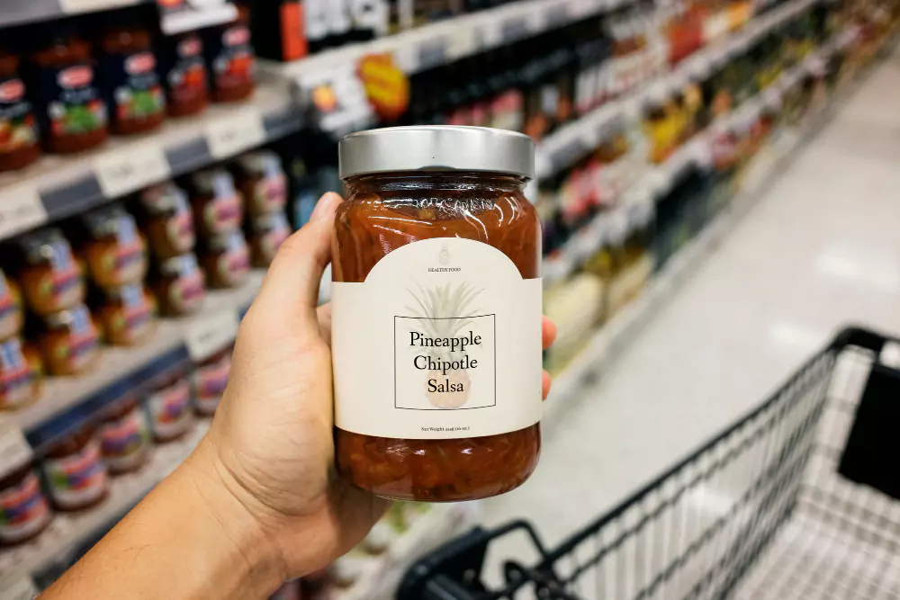 Label kemasan pada saos nanas