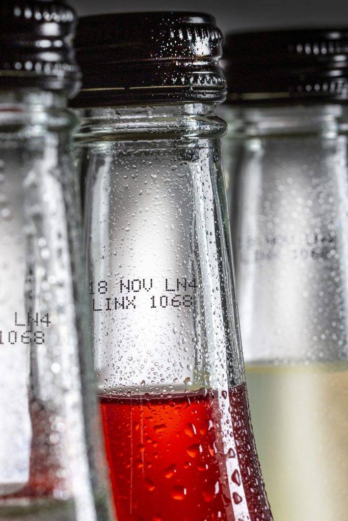 date and batch code marking on glass bottles